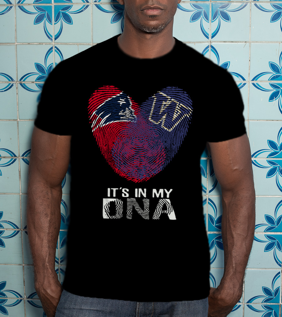 Patriots Huskies Fingerprint Heart It's In My DNA T-Shirt