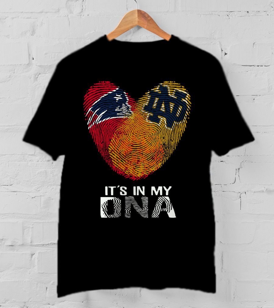 Patriots Notre Dame It's In My DNA Fingerprint Heart T-Shirt