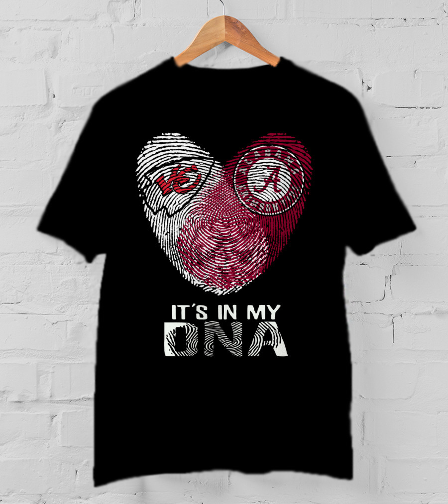 Chiefs Alabama It's In My DNA Fingerprint Kansas City Crimson Tide Heart T-Shirt