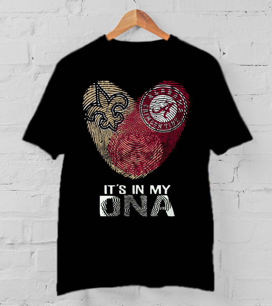 Saints Alabama It's In My DNA Fleur-de-Lis Fingerprint Crimson Tide T-Shirt