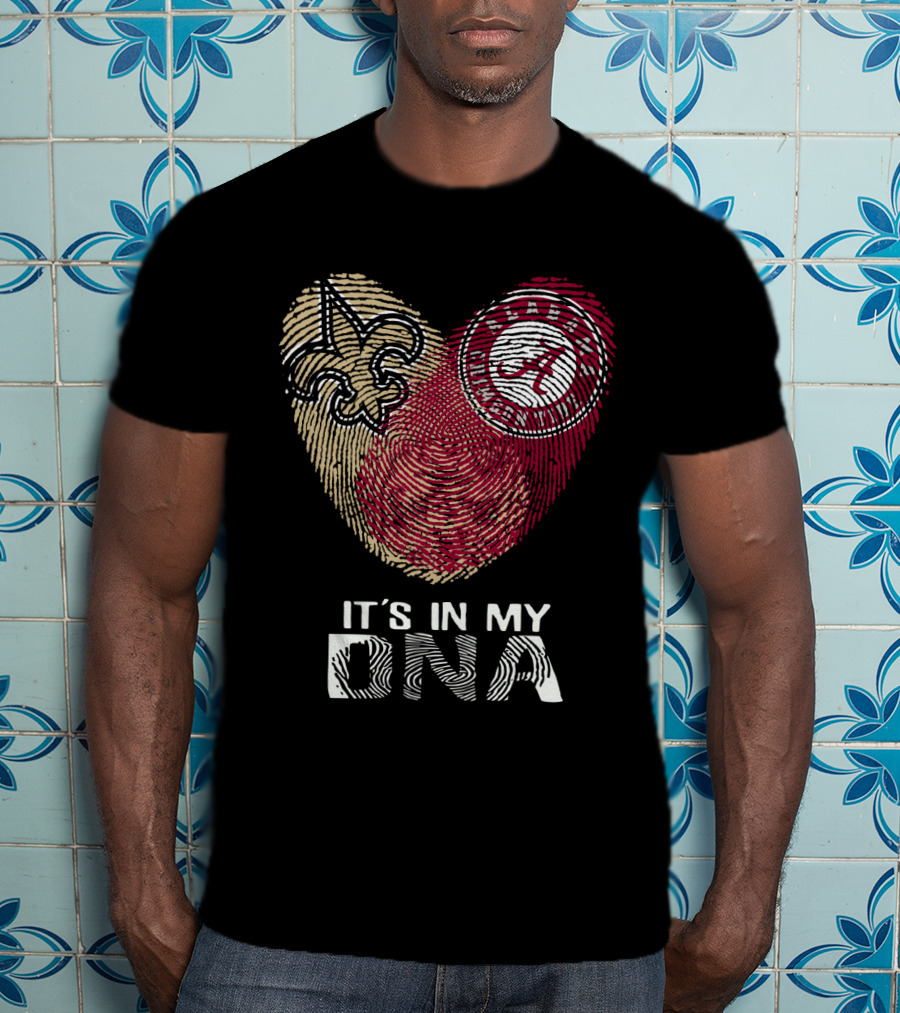 Saints Alabama It's In My DNA Fleur-de-Lis Fingerprint Crimson Tide T-Shirt