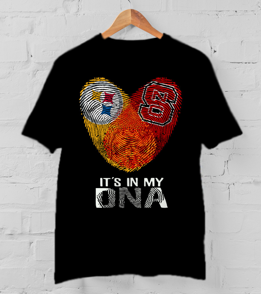 Steelers NC St It's In My DNA Fingerprint Heart T-Shirt