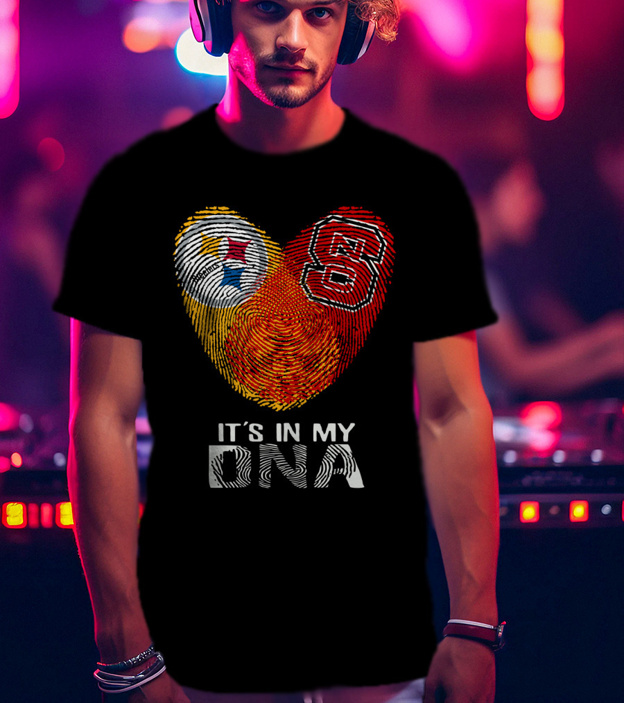 Steelers NC St It's In My DNA Fingerprint Heart T-Shirt