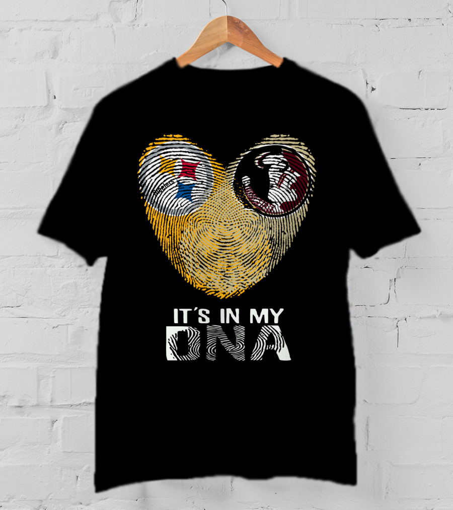 Steelers Seminoles It's In My DNA Fingerprint Heart T-Shirt