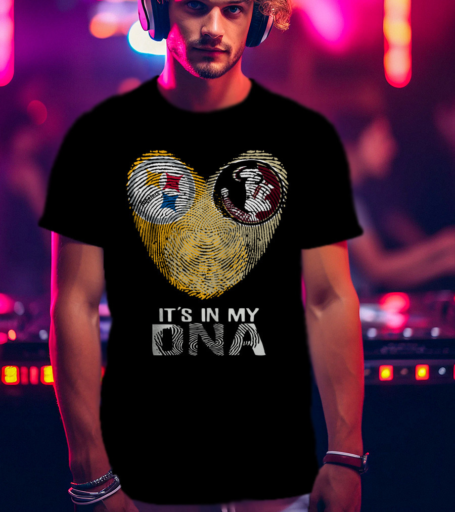 Steelers Seminoles It's In My DNA Fingerprint Heart T-Shirt