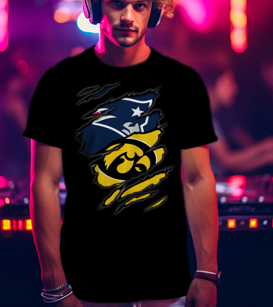 Patriots Iowa Hawkeyes Football Crossover Fan T-Shirt