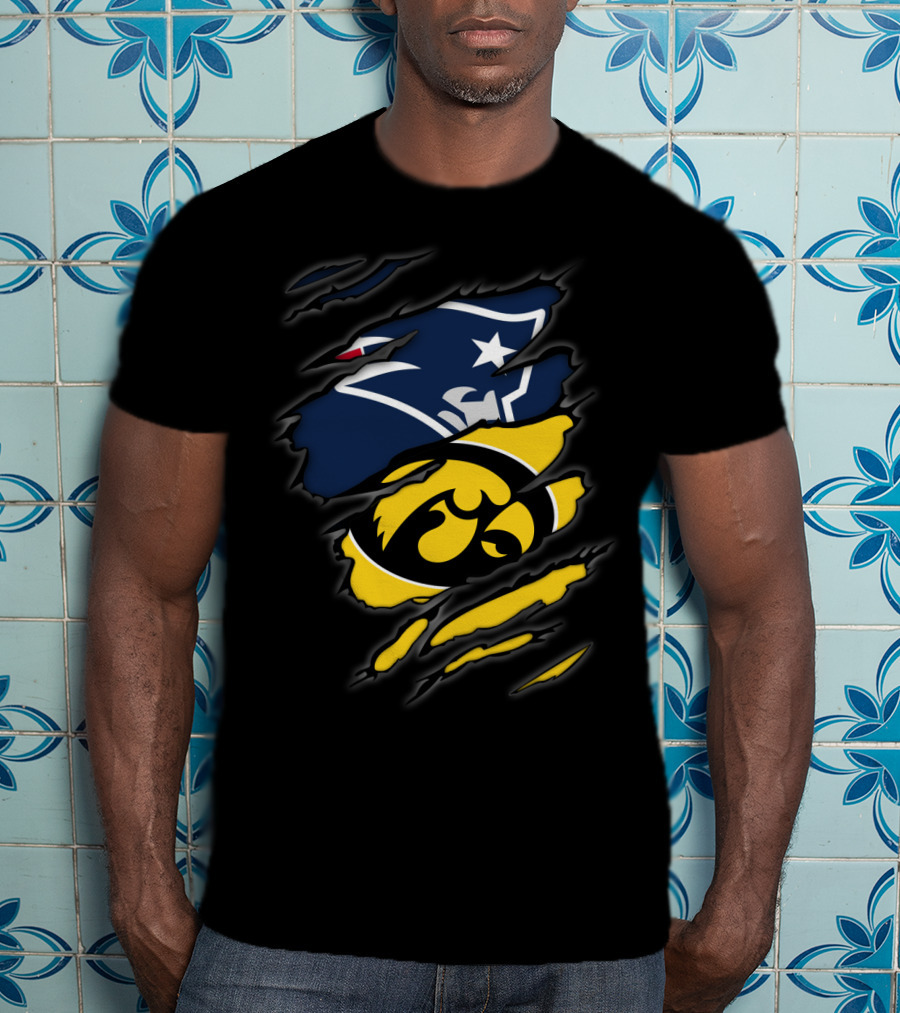 Patriots Iowa Hawkeyes Football Crossover Fan T-Shirt