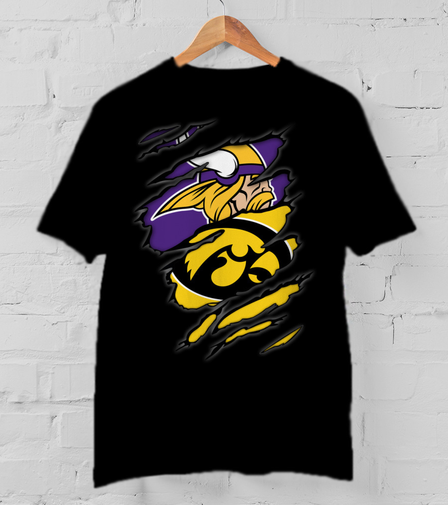 Minnesota Vikings And University Of Iowa Hawkeyes Inspired T-Shirt