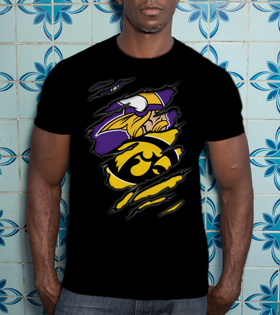 Minnesota Vikings And University Of Iowa Hawkeyes Inspired T-Shirt