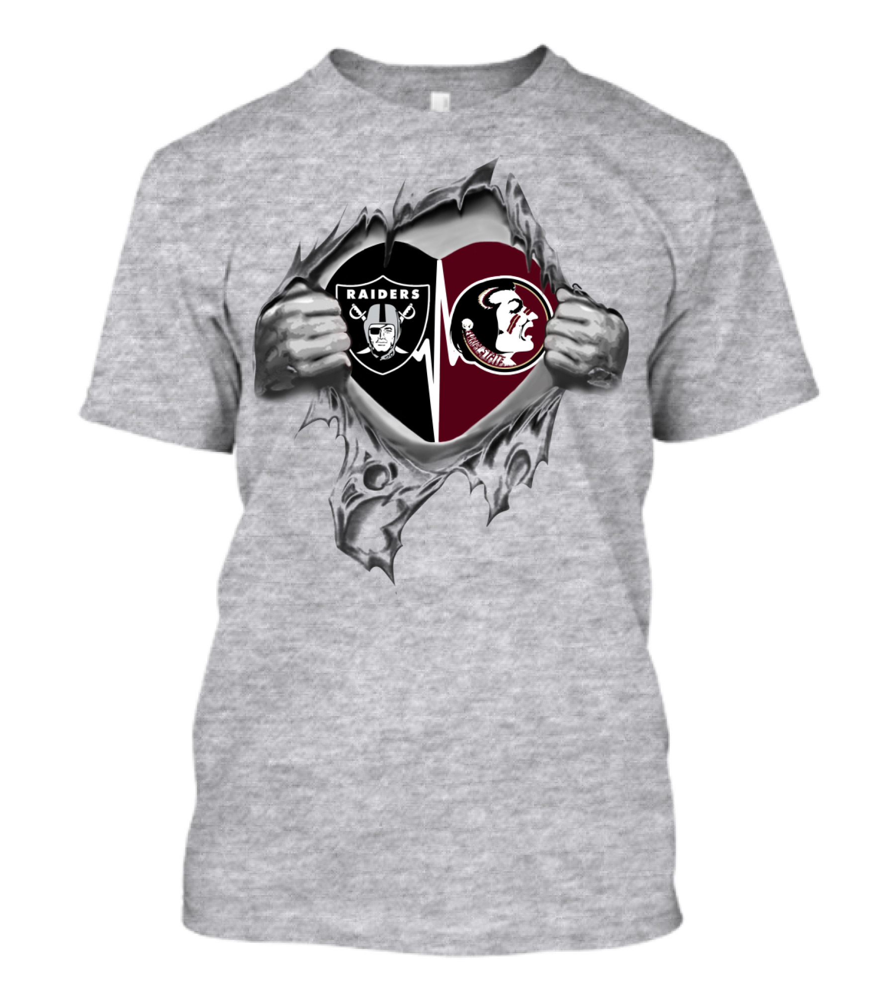 Raiders Seminoles Heartbeat Loyalty Passion T-Shirt