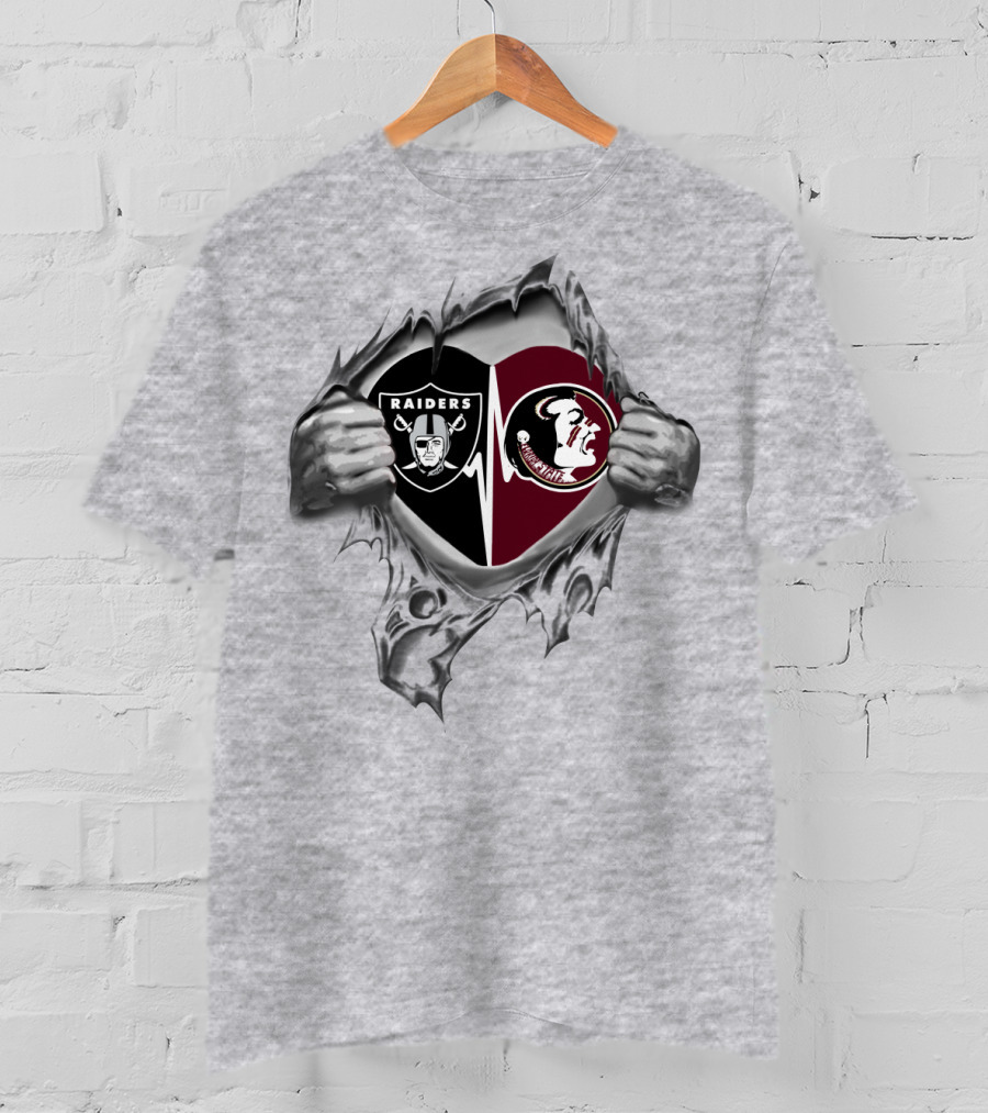Raiders Seminoles Heartbeat Loyalty Passion T-Shirt