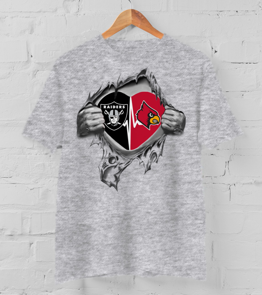 Raiders Cardinals Heartbeat Passion T-Shirt