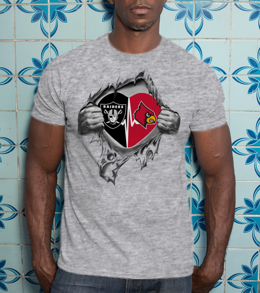Raiders Cardinals Heartbeat Passion T-Shirt