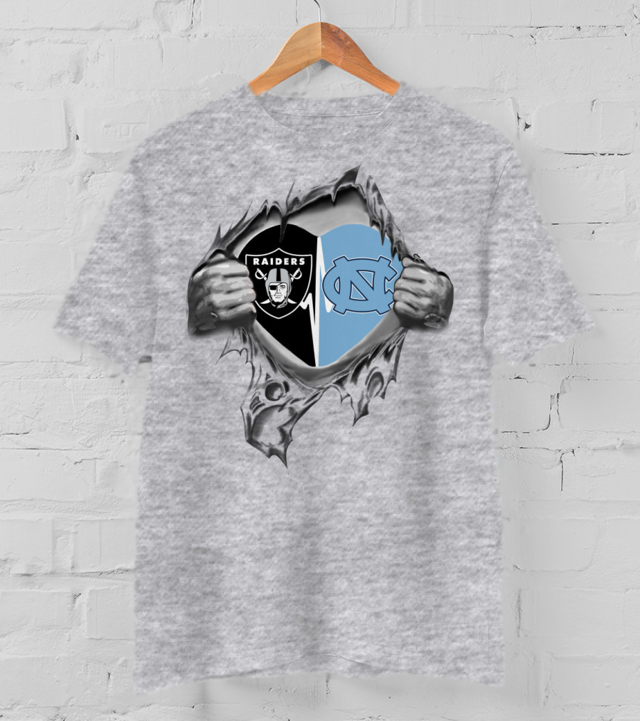 Raiders Tar Heels Heart Torn T-Shirt