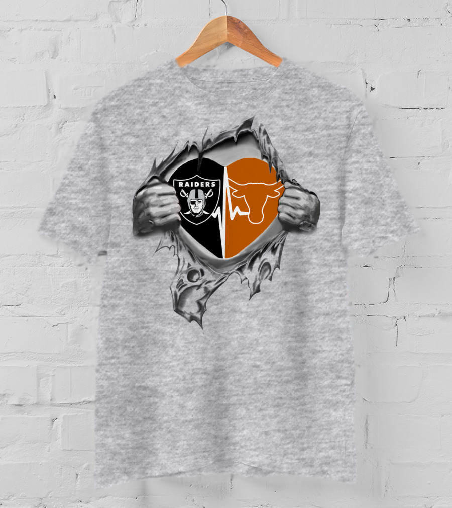 Raiders Longhorn Heartbeat Fusion Ripped Logo Harmony T-Shirt