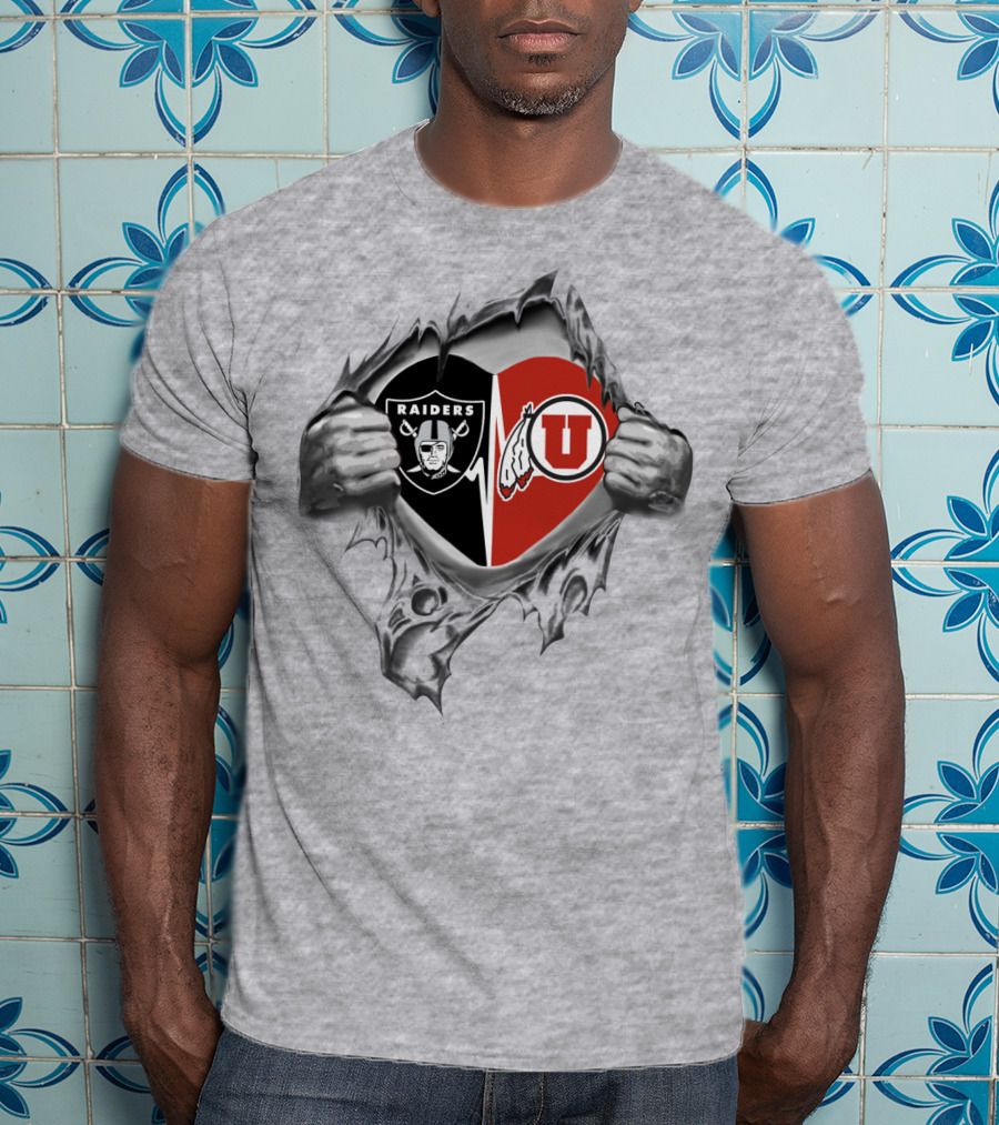 Raiders Utah Utes Split Heart T-Shirt