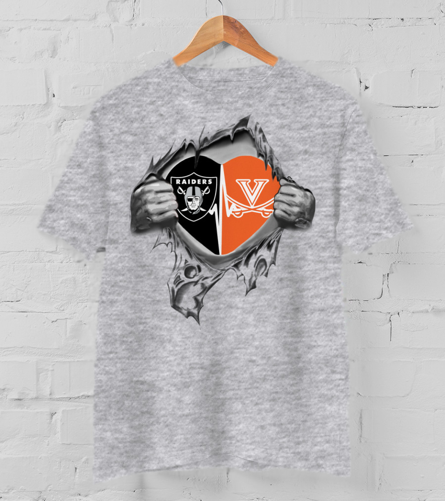 Raiders Cavaliers Heartbeat With Split Shield T-Shirt