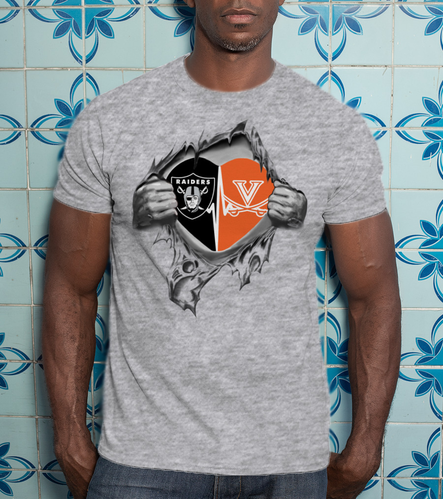 Raiders Cavaliers Heartbeat With Split Shield T-Shirt