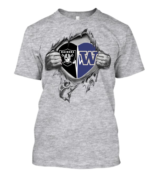 Raiders Huskies Heart Logo Raiders W Football T-Shirt
