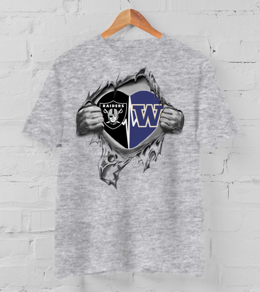 Raiders Huskies Heart Logo Raiders W Football T-Shirt