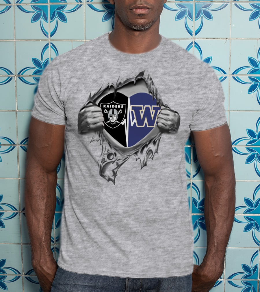 Raiders Huskies Heart Logo Raiders W Football T-Shirt