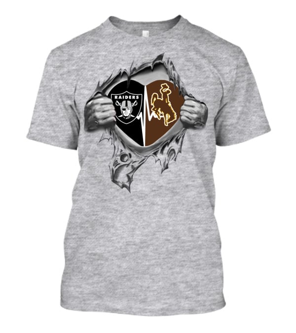 Raiders Wyoming Cowboys Heartbeat Passion Loyalty Sports Connection T-Shirt