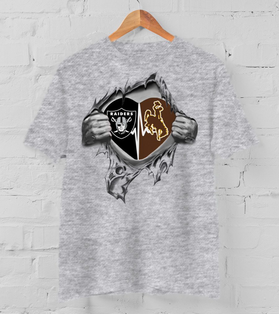 Raiders Wyoming Cowboys Heartbeat Passion Loyalty Sports Connection T-Shirt