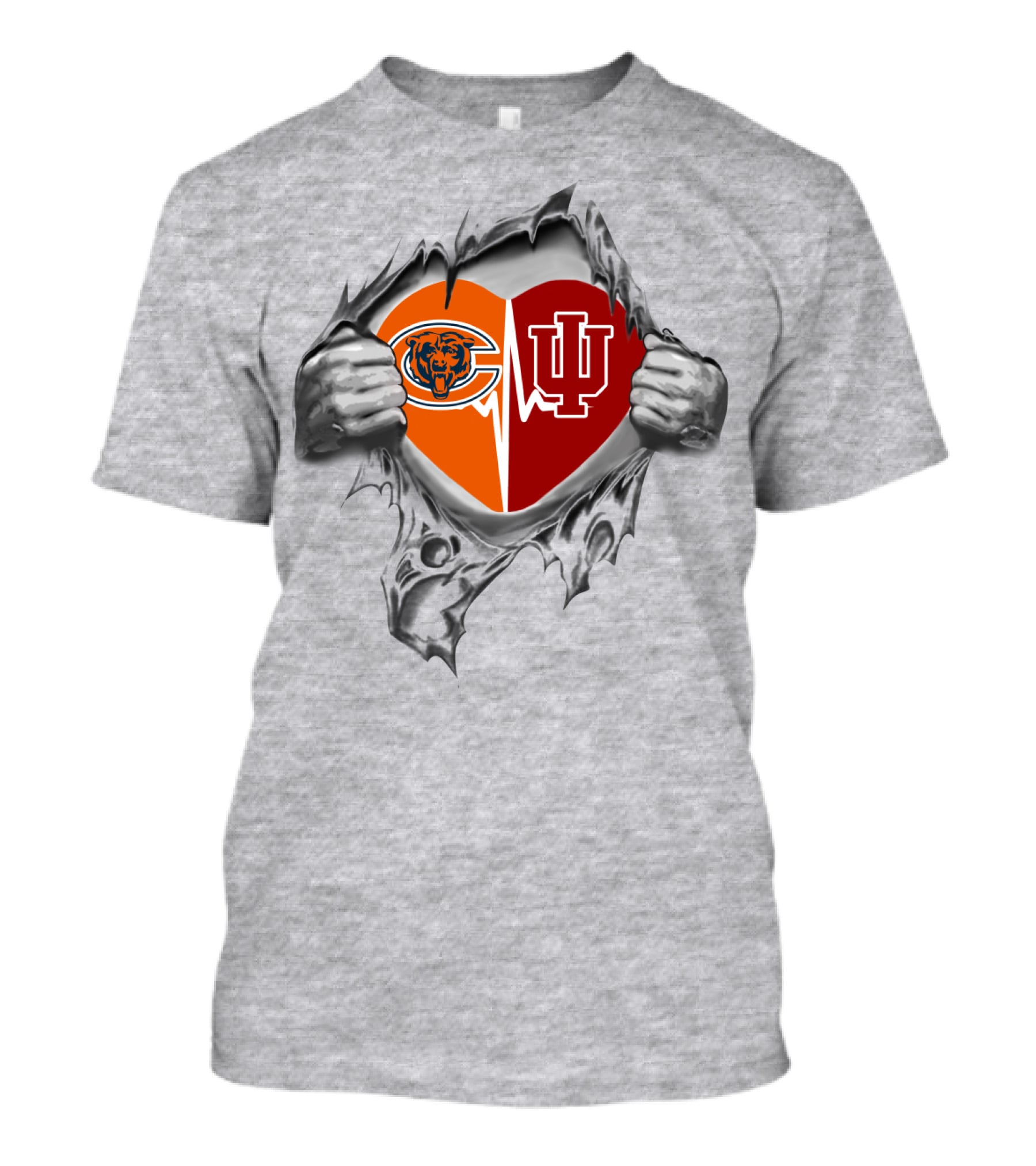 Bears Hoosiers It's In My Heart Chicago Indiana Logo Heart T-Shirt