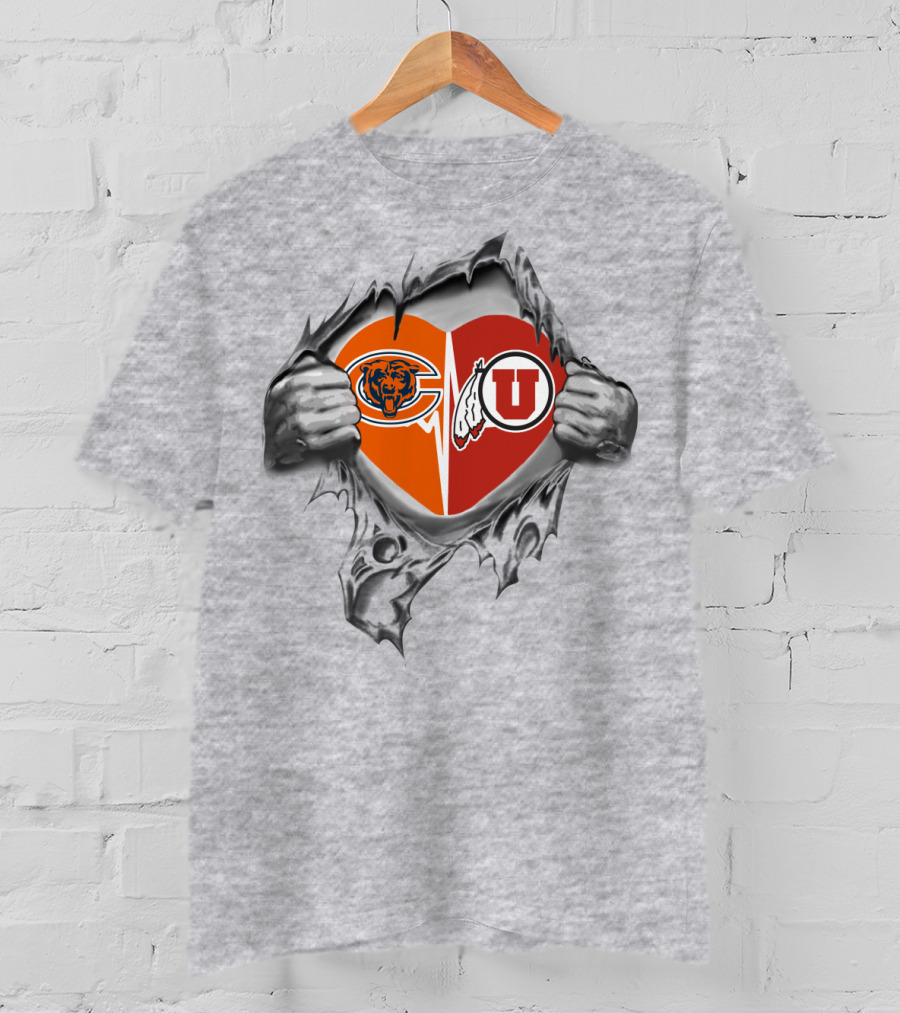 Bears Utah Utes Heart Tear Dual T-Shirt