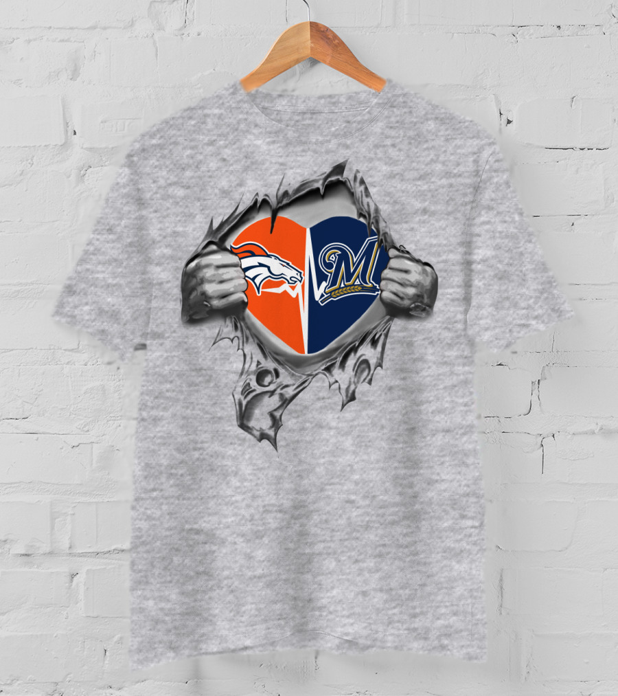 Broncos Brewers Heart Logos United Passion Loyalty T-Shirt