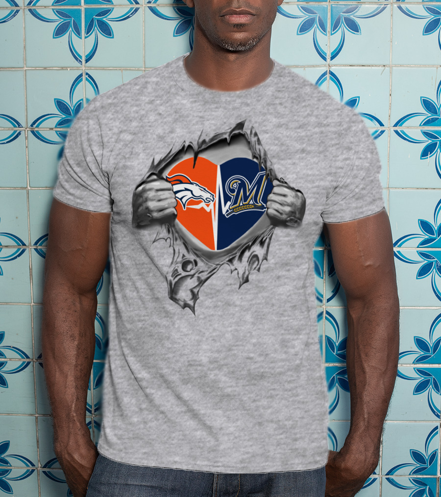 Broncos Brewers Heart Logos United Passion Loyalty T-Shirt