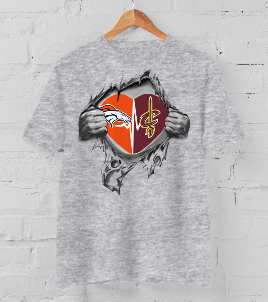 Broncos Cavaliers Heart Torn Open T-Shirt