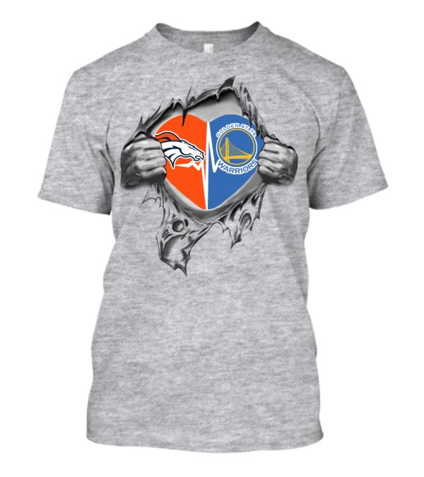 Broncos Golden State Warriors Heart Tear T-Shirt
