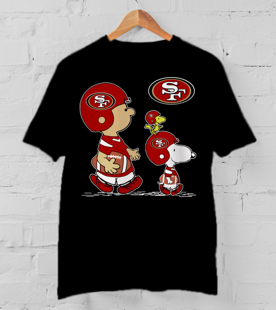 49Ers SF Peanuts Snoopy Woodstock Football T-Shirt