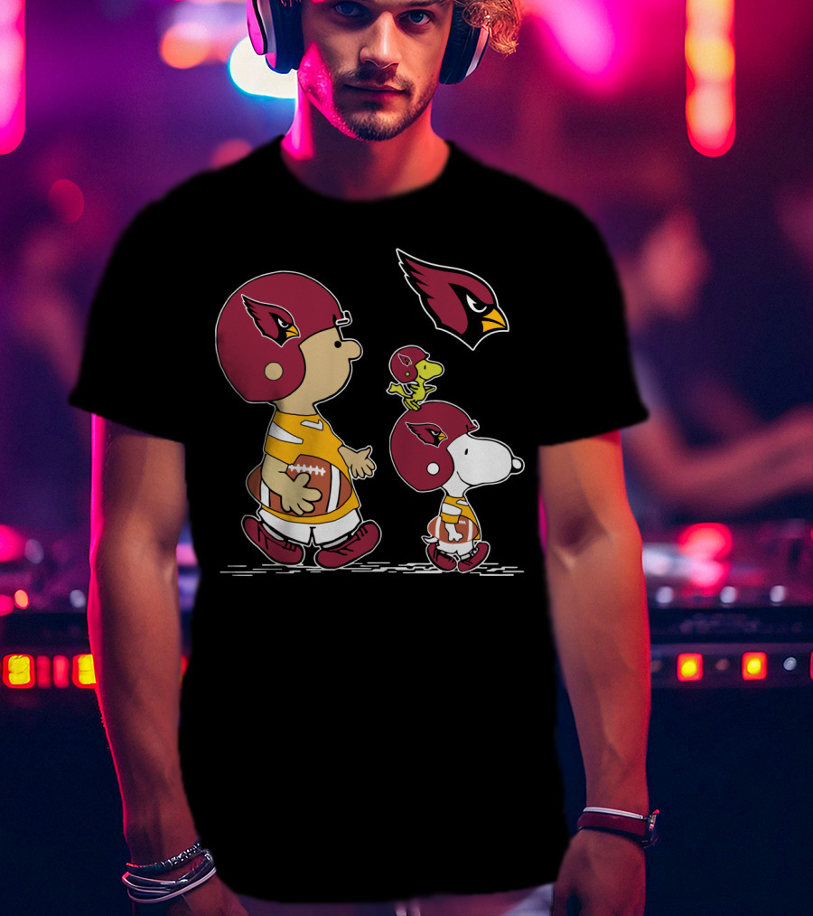 Cardinals Snoopy Woodstock Football Charlie Brown Peanuts Helmet T-Shirt