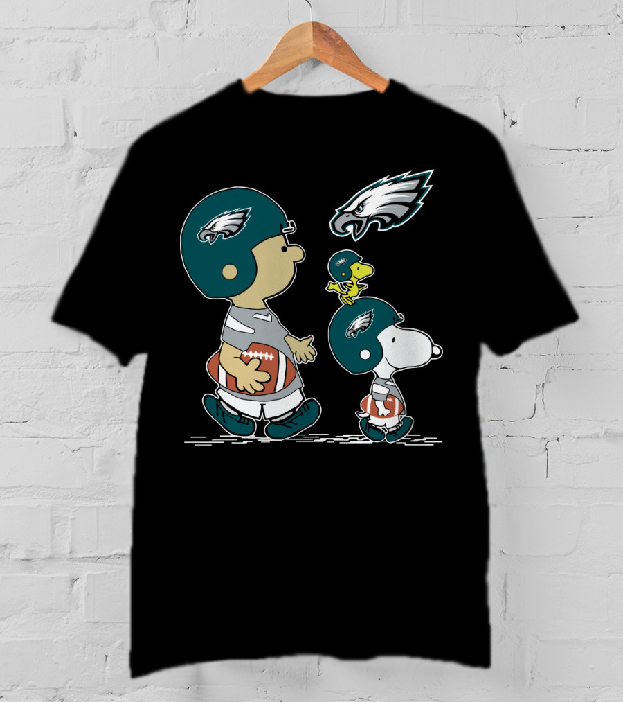 Philadelphia Eagles Snoopy Woodstock Football Helmet Adventure T-Shirt