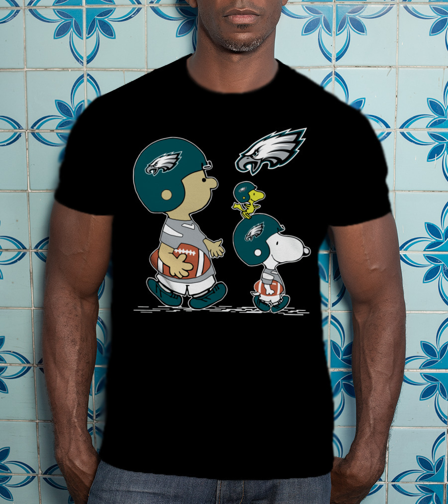 Philadelphia Eagles Snoopy Woodstock Football Helmet Adventure T-Shirt