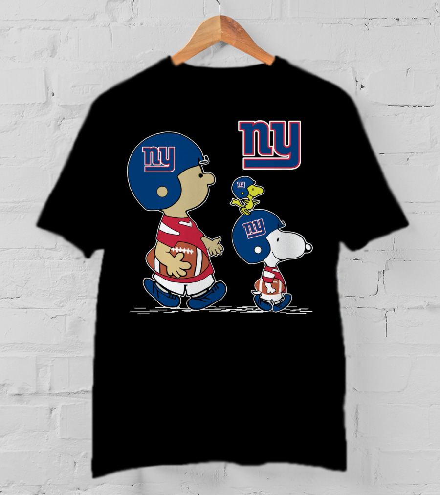 NY Giants Peanuts Snoopy And Woodstock Football T-Shirt