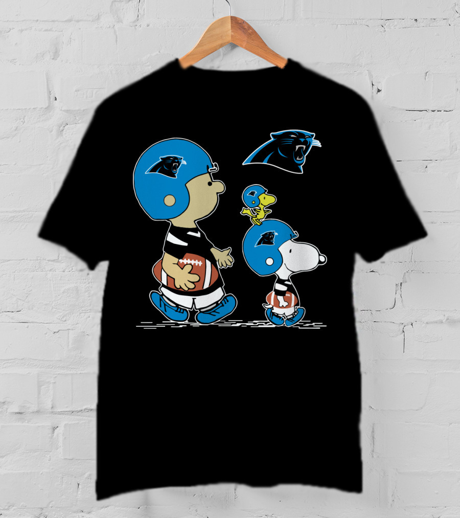 Panthers Snoopy Football Helmet Peanuts Cartoon Characters T-Shirt