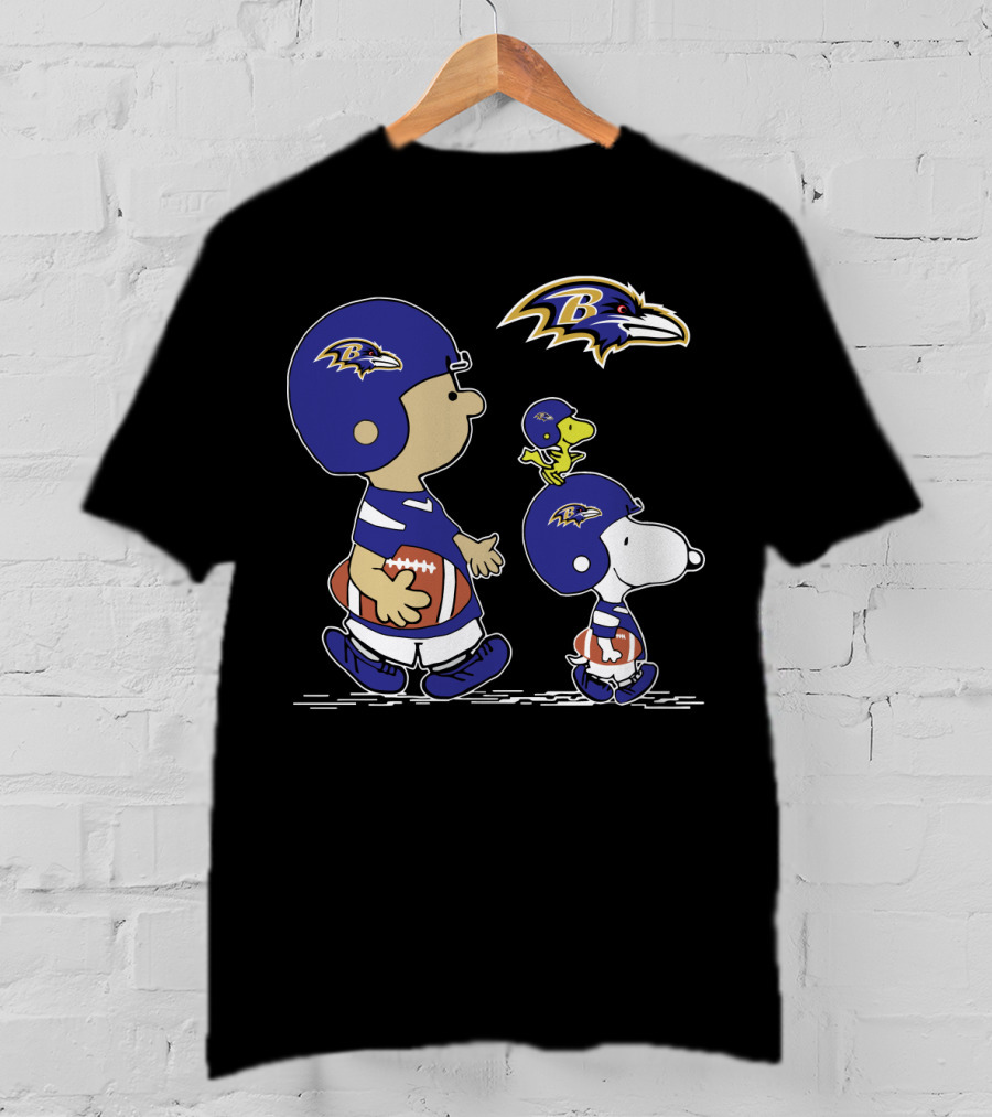 Baltimore Ravens Peanuts Snoopy Woodstock Football Team T-Shirt
