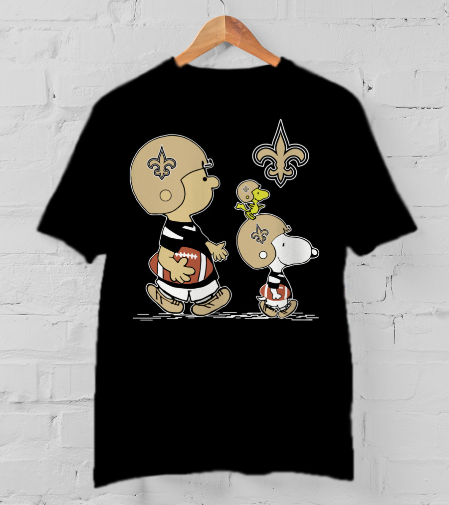 New Orleans Saints Snoopy Peanuts Football Characters Walking T-Shirt