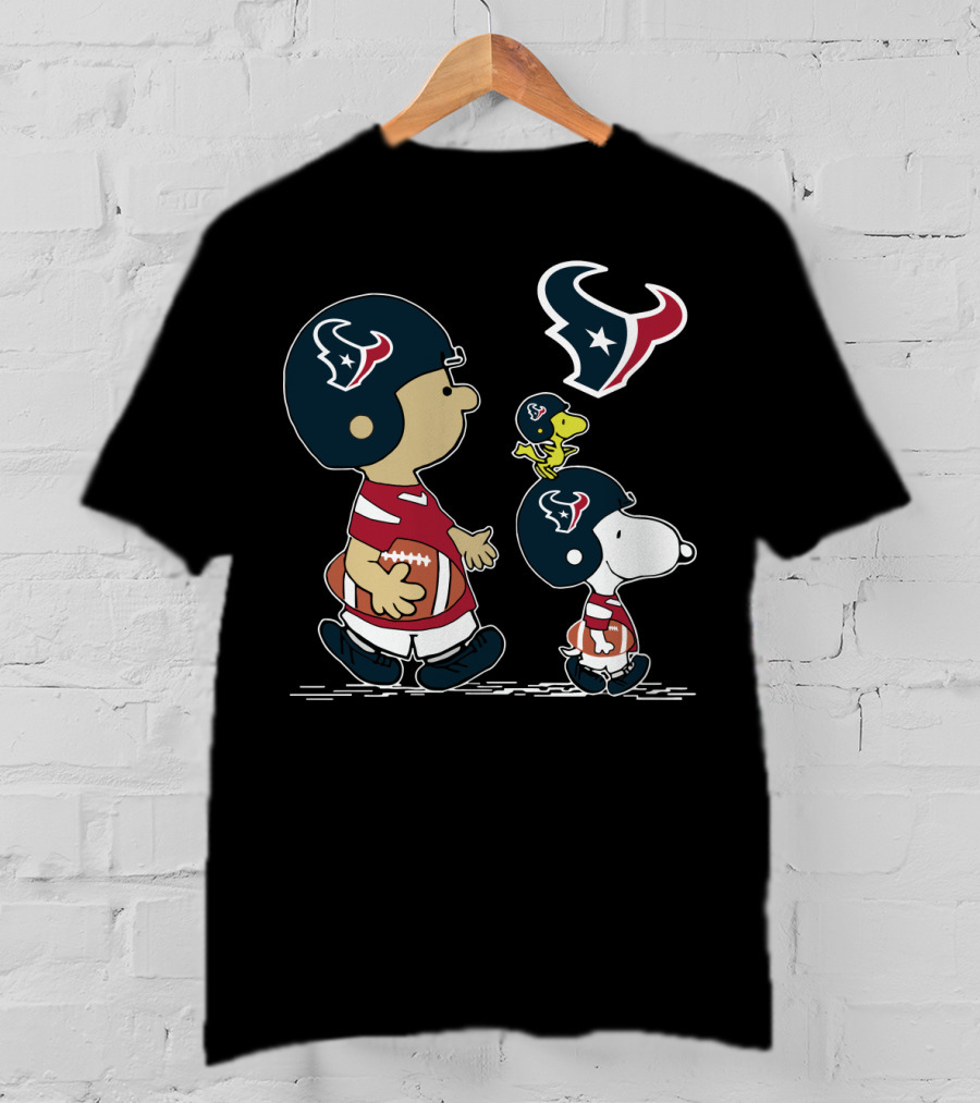 Texans Snoopy Football Adventure With Woodstock And Charlie Brown T-Shirt
