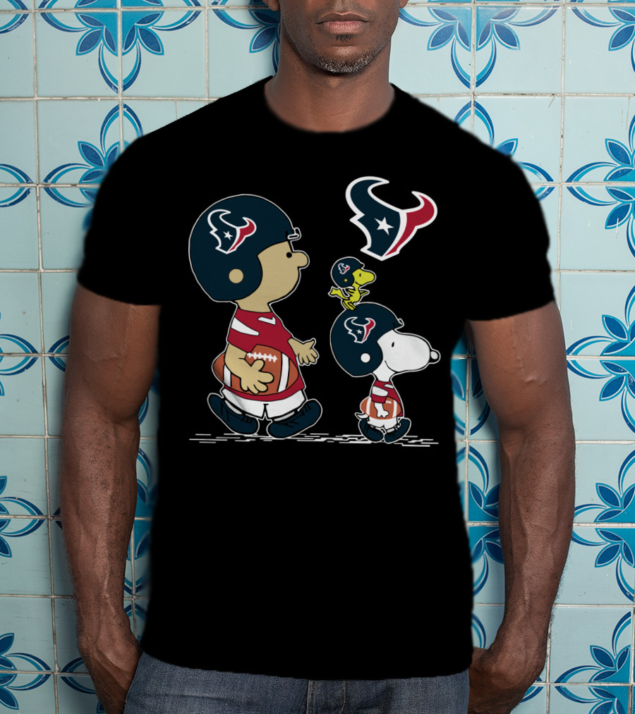 Texans Snoopy Football Adventure With Woodstock And Charlie Brown T-Shirt