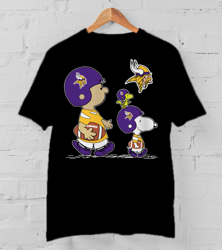 Minnesota Vikings Snoopy And Woodstock Football Team Collaboration T-Shirt