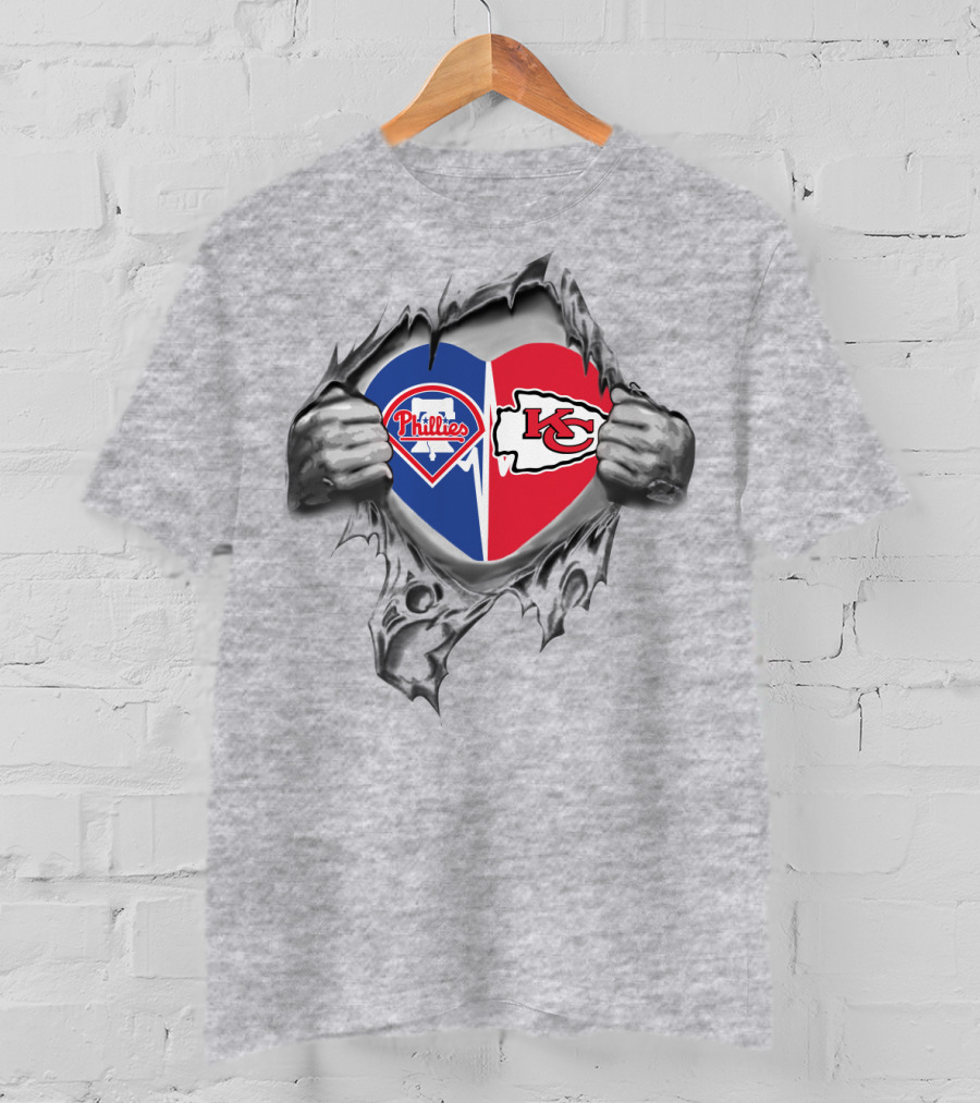 Phillies Chiefs Heart Combined Fan Spirit T-Shirt