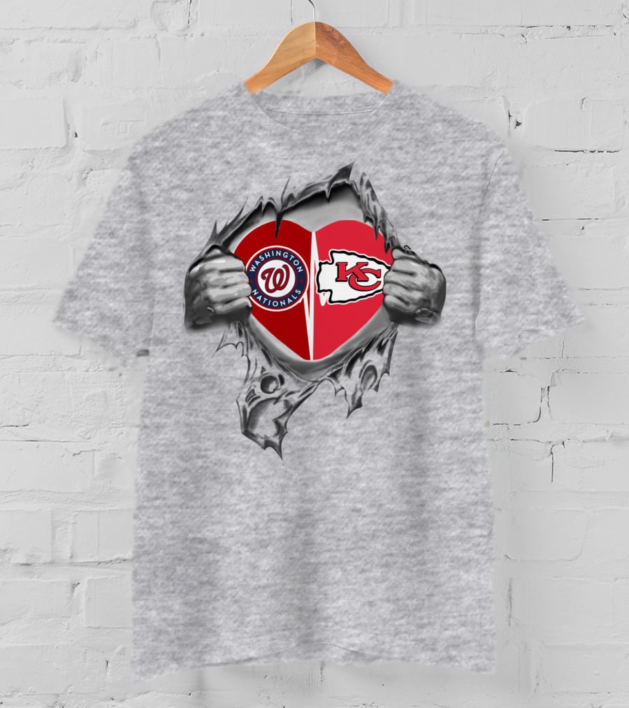 Washington Nationals Kansas City Chiefs Heart T-Shirt
