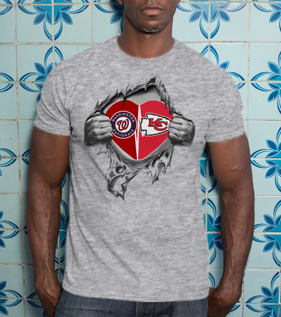 Washington Nationals Kansas City Chiefs Heart T-Shirt