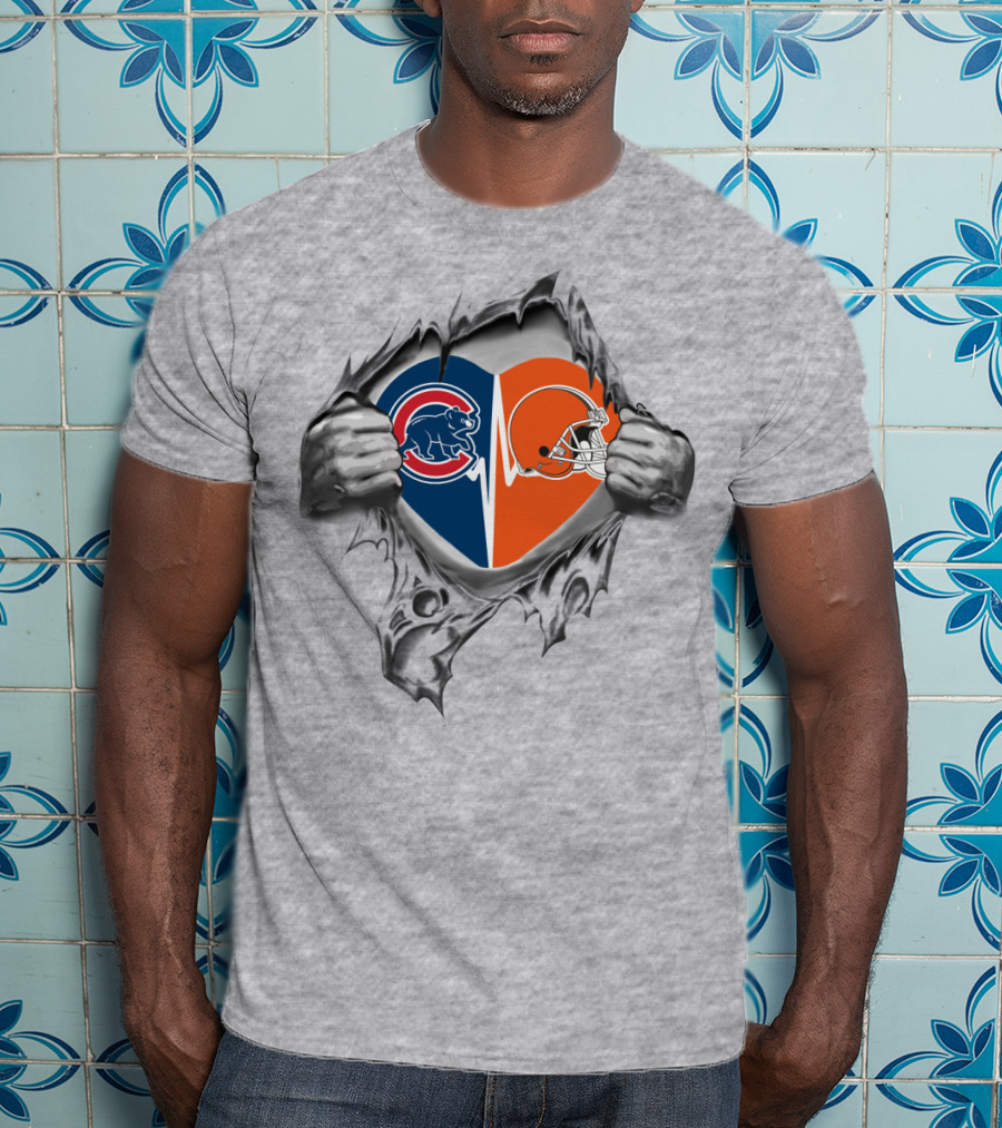 Browns Cubs Heart Torn Open T-Shirt
