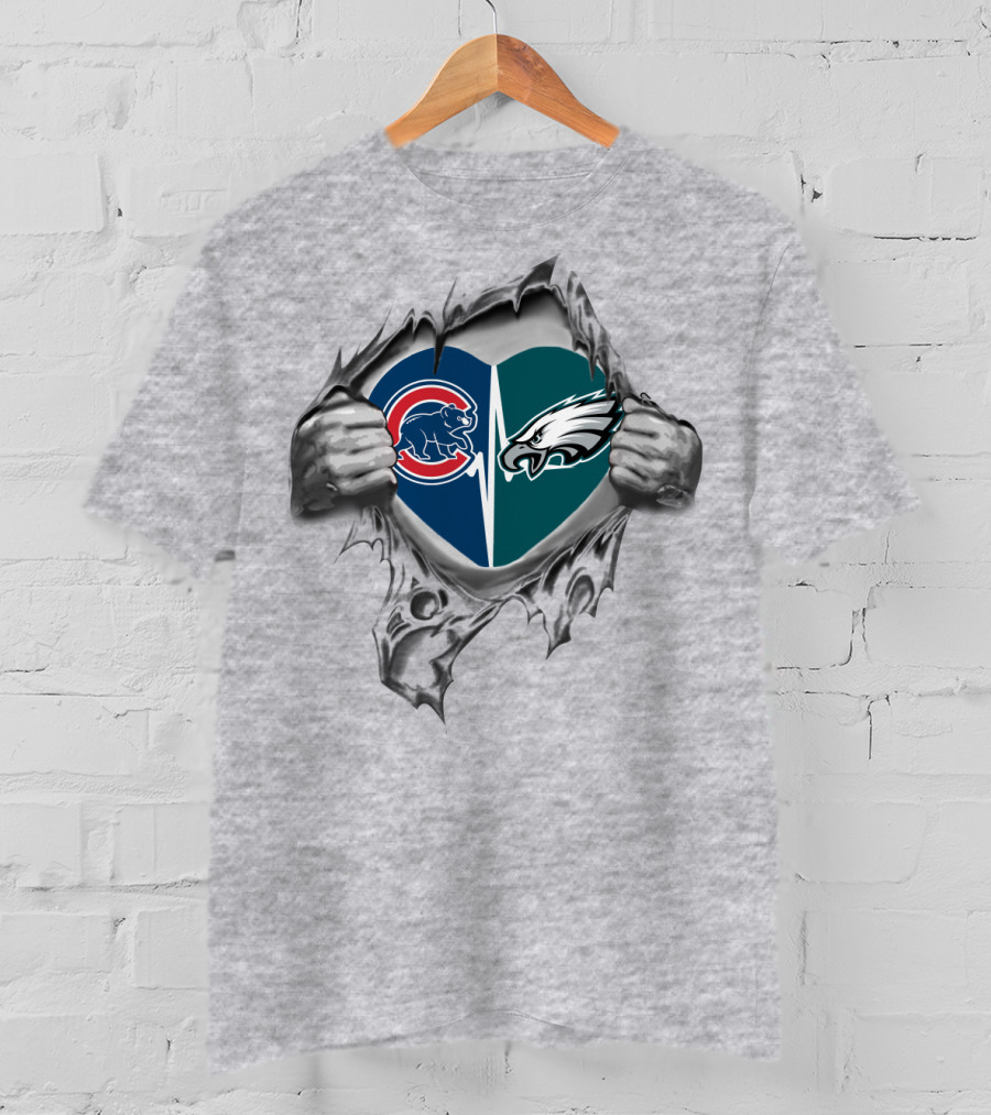 Cubs Eagles Heart Logo Tear T-Shirt