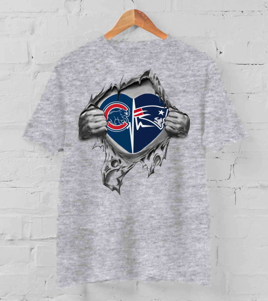 Cubs Patriots Heart Tear T-Shirt
